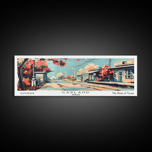 Load image into Gallery viewer, Garland Texas Panoramic Painting, Mid Century Modern Framed Canvas Print, Retro Pop Art Travel Poster, Wall Art, Home Decor, Office Art
