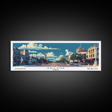 Carregar imagem no visualizador da galeria, Abilene Texas Panoramic Painting, Mid Century Modern Framed Canvas Print, Retro Pop Art Travel Poster, Office Wall Art Decor, City Print
