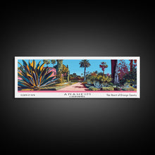 Carregar imagem no visualizador da galeria, Anaheim California Panoramic Painting, Mid Century Modern Framed Canvas Print, Retro Pop Art Travel Poster, Home Decor, City Art
