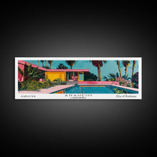 Carregar imagem no visualizador da galeria, Anaheim California Panoramic Painting, Mid Century Modern Framed Canvas Print, Retro Pop Art Travel Poster, Office Wall Art, City Print
