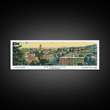 Load image into Gallery viewer, Berkeley California Panoramic Painting, Mid Century Modern Framed Canvas Print, Retro Pop Art Travel Poster, Home Decor, City Print
