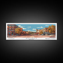 Carregar imagem no visualizador da galeria, Billings Montana Panoramic Painting, Mid Century Modern Framed Canvas Print, Retro Pop Art Travel Poster, Living Room Wall Art, City Art
