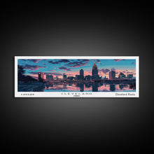 Cargar imagen en el visor de la galería, Cleveland Ohio Panoramic Painting, Mid Century Modern Framed Canvas Print, Retro Pop Art Travel Poster, City Wall Art, Office Decor

