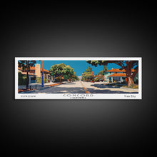 Cargar imagen en el visor de la galería, Concord California Panoramic Painting, Mid Century Modern Framed Canvas Print, Retro Pop Art Travel Poster, City Wall Decor, Office Decor
