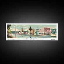 Carregar imagem no visualizador da galeria, Everett Washington Panoramic Painting, Mid Century Modern Framed Canvas Print, Retro Pop Art Travel Poster, Home Wall Decor
