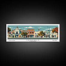 Carregar imagem no visualizador da galeria, Fairfield California Panoramic Art, Mid Century Modern Framed Canvas Print, Retro Pop Art Travel Poster, Office Wall Decor
