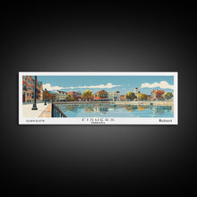 Cargar imagen en el visor de la galería, Fishers Indiana Panoramic Painting, Mid Century Modern Framed Canvas Print, Retro Pop Art Travel Poster, Home Wall Decor
