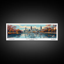 Carregar imagem no visualizador da galeria, Atlanta Georgia Panoramic Painting, Framed Canvas Print, Mid Century Modern Wall Art, Retro Pop Art Travel Poster, Home Decor, City Art
