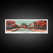 Carregar imagem no visualizador da galeria, Augusta Georgia Panoramic Painting, Framed Canvas Print, Mid Century Modern Wall Art, Retro Pop Art Travel Poster, Living Room Decor, City Art

