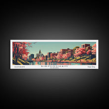 Cargar imagen en el visor de la galería, Birmingham Alabama Panoramic Painting, Framed Canvas Print, Mid Century Modern Wall Art, Retro Pop Art Travel Poster, Office Decor, City Art
