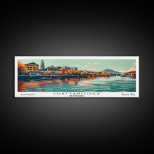 Cargar imagen en el visor de la galería, Chattanooga Tennessee Panoramic Painting, Framed Canvas Print, Mid Century Modern Wall Art, Retro Pop Art Travel Poster, Office Decor, City Art
