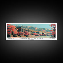 Load image into Gallery viewer, Colorado Springs Colorado Panoramic Painting, Framed Canvas Print, Mid Century Modern Wall Art, Retro Pop Art Travel Poster, Office Decor, City Art
