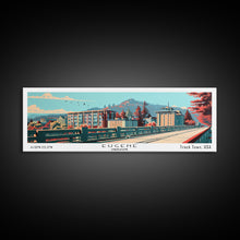 Carregar imagem no visualizador da galeria, Eugene Oregon Panoramic Painting, Framed Canvas Print, Mid Century Modern Wall Art, Retro Pop Art Travel Poster, Office Decor, City Art
