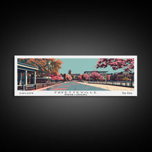 Carregar imagem no visualizador da galeria, Fayetteville North Carolina Panoramic Painting, Framed Canvas Print, Mid Century Modern Wall Art, Retro Pop Art Travel Poster, Home Decor, City Art
