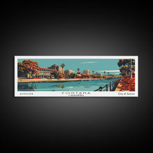Carregar imagem no visualizador da galeria, Fontana California Panoramic Painting, Framed Canvas Print, Mid Century Modern Wall Art, Retro Pop Art Travel Poster, Living Room Decor, City Art
