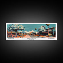 Carregar imagem no visualizador da galeria, Gilbert Arizona Panoramic Painting, Framed Canvas Print, Mid Century Modern Wall Art, Retro Pop Art Travel Poster, Office Art, Cityscape Decor, Gift Idea
