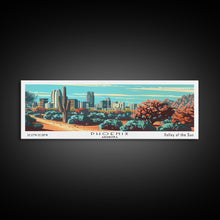Load image into Gallery viewer, Phoenix Arizona Panoramic View, Mid Century Modern Framed Canvas Print, Retro Pop Art Travel Poster, Living Room Wall Decor
