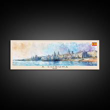 Carregar imagem no visualizador da galeria, A Coruña Spain Travel Art, City Art, Framed Canvas Print or Metal Wall Art, Europe Travel Poster, Panoramic Wall Art, Extra Wide Wall Art
