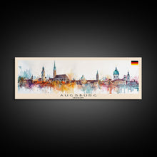 Carregar imagem no visualizador da galeria, Augsburg Germany Panoramic Travel Poster, Framed Canvas Print or Metal Wall Art, Travel Art, Home Decor, Panoramic Painting, Midcentury Art
