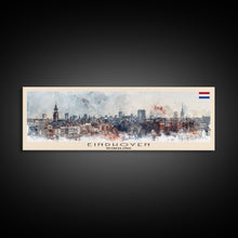 Load image into Gallery viewer, Eindhoven Netherlands Panoramic Travel Poster, Framed Canvas Print or Metal Wall Art, Travel Art, Home Decor, Panoramic Painting, Midcentury Art
