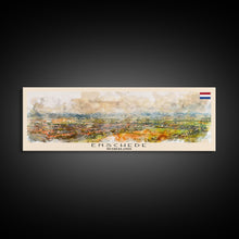 Load image into Gallery viewer, Enschede Netherlands Wall Art, Panoramic Travel Poster, Panoramic Framed Canvas Print, City Wall Art, Wall Hanging Home Decor, Travel Art

