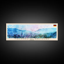 Load image into Gallery viewer, Freiburg Germany Panoramic Travel Poster, Framed Canvas Print or Metal Wall Art, Travel Art, Home Decor, Panoramic Painting, Midcentury Art
