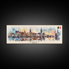 Load image into Gallery viewer, Ghent Belgium Wall Art, Panoramic Travel Poster, Panoramic Framed Canvas Print, City Wall Art, Wall Hanging Home Decor, Travel Art
