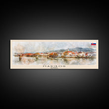 Load image into Gallery viewer, Maribor Slovenia Panoramic Travel Poster, Framed Canvas Print or Metal Wall Art, Travel Art, Home Decor, Panoramic Painting, Midcentury Art
