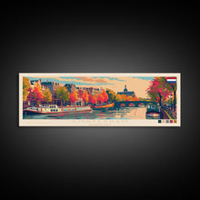 Carregar imagem no visualizador da galeria, Amsterdam Netherlands Travel Art, City Art, Framed Canvas Print or Metal Wall Art, Europe Travel Poster, Panoramic Wall Art, Extra Wide Wall Art
