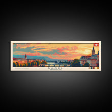 Carregar imagem no visualizador da galeria, Basel SwitzerlandTravel Art, City Art, Framed Canvas Print or Metal Wall Art, Europe Travel Poster, Panoramic Wall Art, Extra Wide Wall Art
