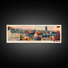 Load image into Gallery viewer, Bochum Germany Panoramic Travel Poster, Framed Canvas Print or Metal Wall Art, Travel Art, Home Decor, Panoramic Painting, Midcentury Art
