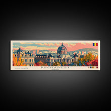Carregar imagem no visualizador da galeria, Bucharest Romania Wall Art, Panoramic Travel Poster, Panoramic Framed Canvas Print, City Wall Art, Wall Hanging Home Decor, Travel Art
