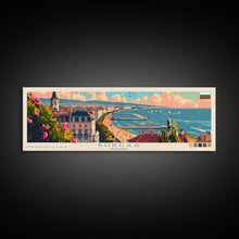 Carregar imagem no visualizador da galeria, Burgas Bulgaria Panoramic Travel Poster, Framed Canvas Print or Metal Wall Art, Travel Art, Home Decor, Panoramic Painting, Midcentury Art
