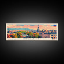 Cargar imagen en el visor de la galería, Chelyabinsk Russia Panoramic Travel Poster, Framed Canvas Print or Metal Wall Art, Travel Art, Home Decor, Panoramic Painting, Midcentury Art
