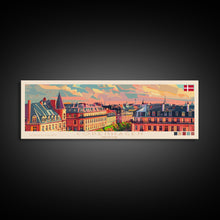 Cargar imagen en el visor de la galería, Copenhagen Denmark Travel Print Wall Art, Panoramic City Art, Travel Art, Wall Decor, Vacation Gift, Framed Canvas Print Or Metal Art
