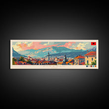 Load image into Gallery viewer, Elbasan Albania Travel Print Wall Art, Panoramic City Art, Travel Art, Wall Decor, Vacation Gift, Framed Canvas Print Or Metal Art
