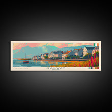 Carregar imagem no visualizador da galeria, Galway Ireland Panoramic Travel Poster, Framed Canvas Print or Metal Wall Art, Travel Art, Home Decor, Panoramic Painting, Midcentury Art
