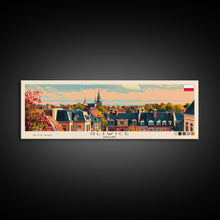 Carregar imagem no visualizador da galeria, Gliwice Poland Panoramic Travel Poster, Framed Canvas Print or Metal Wall Art, Travel Art, Home Decor, Panoramic Painting, Midcentury Art
