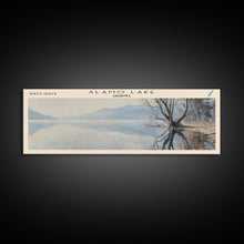 Carregar imagem no visualizador da galeria, Alamo Lake Arizona Panoramic Framed Canvas Print, Lake House Decor, Minimalist Art, Travel Poster, Wood Wall Art, Scenic Painting
