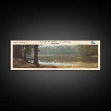 Load image into Gallery viewer, Banning Lake Indiana Framed Canvas Print, Lake House Decor, Panoramic Scenic Painting, Travel Poster, Rustic Art, Nature Wall Art
