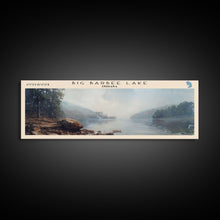Cargar imagen en el visor de la galería, Big Barbee Lake Indiana Framed Canvas Print, Panoramic Lake House Art, Scenic Painting, Travel Poster, Rustic Decor, Nature Scene
