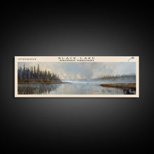 Carregar imagem no visualizador da galeria, Black Lake Canada Northwest Territories Framed Canvas Print, Panoramic Lake House Art, Scenic View, Travel Poster, Lake Painting
