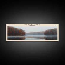 Carregar imagem no visualizador da galeria, Black Lake New York Framed Canvas Print, Lake House Decor, Panoramic Scenic View, Travel Poster, Modern Art, Lake Painting
