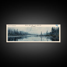 Carregar imagem no visualizador da galeria, Black Lake USA SW Alaska Framed Canvas Print, Lake House Art, Panoramic Scenic View, Travel Poster, Rustic Art, Lake Painting
