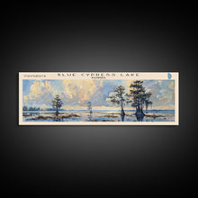Carregar imagem no visualizador da galeria, Blue Cypress Lake Florida Framed Canvas Print, Lake House Art, Panoramic Scenic View, Travel Poster, Modern Decor, Lake Painting
