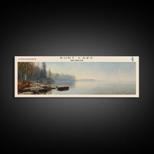 Carregar imagem no visualizador da galeria, Burt Lake Michigan Framed Canvas Print, Panoramic Lake House Decor, Wall Art, Travel Poster, Rustic Lake Painting, Nature Art

