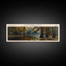 Carregar imagem no visualizador da galeria, Caddo Lake Louisiana Framed Canvas Print, Lake House Decor, Panoramic Wall Art, Travel Poster, Rustic Lake Painting, Nature Art
