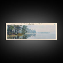 Carregar imagem no visualizador da galeria, Calcasieu Lake Framed Canvas Print, Lake House Art, Panoramic Wall Art, Travel Poster, Minimalist Lake Painting, Home Decor
