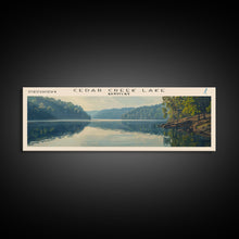 Cargar imagen en el visor de la galería, Cedar Creek Lake Kentucky Framed Canvas Print, Panoramic Lake House Decor, Wide Wall Art, Travel Poster, Rustic Lake Painting, Nature Art
