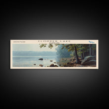 Load image into Gallery viewer, Clopper Lake Maryland Framed Canvas Print, Lake House Art, Panoramic Wide Art, Travel Poster, Minimalist Lake Painting, Home Decor
